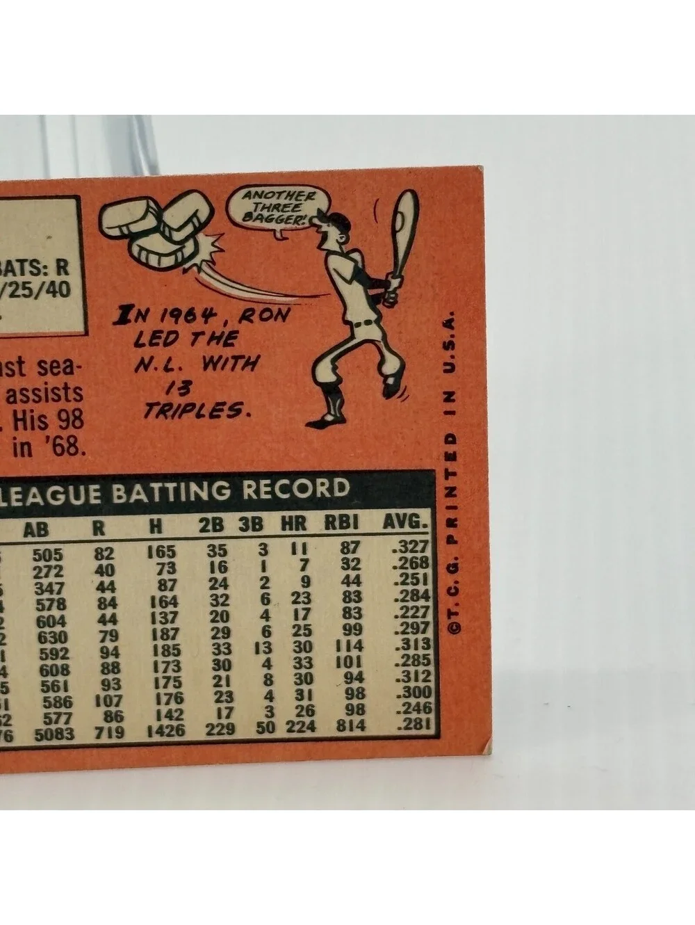 1969 Topps #570 Ron Santo Chicago Cubs Baseball Card Vintage MLB HOF Third Base
